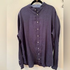 NWOT Exibit Linen Ling Sleeve Button Down Shirt Made in Italy Size XXXL